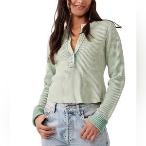 Free People
Colt Top Waffle Knit V-Neck Long Sleeve Thermal Top